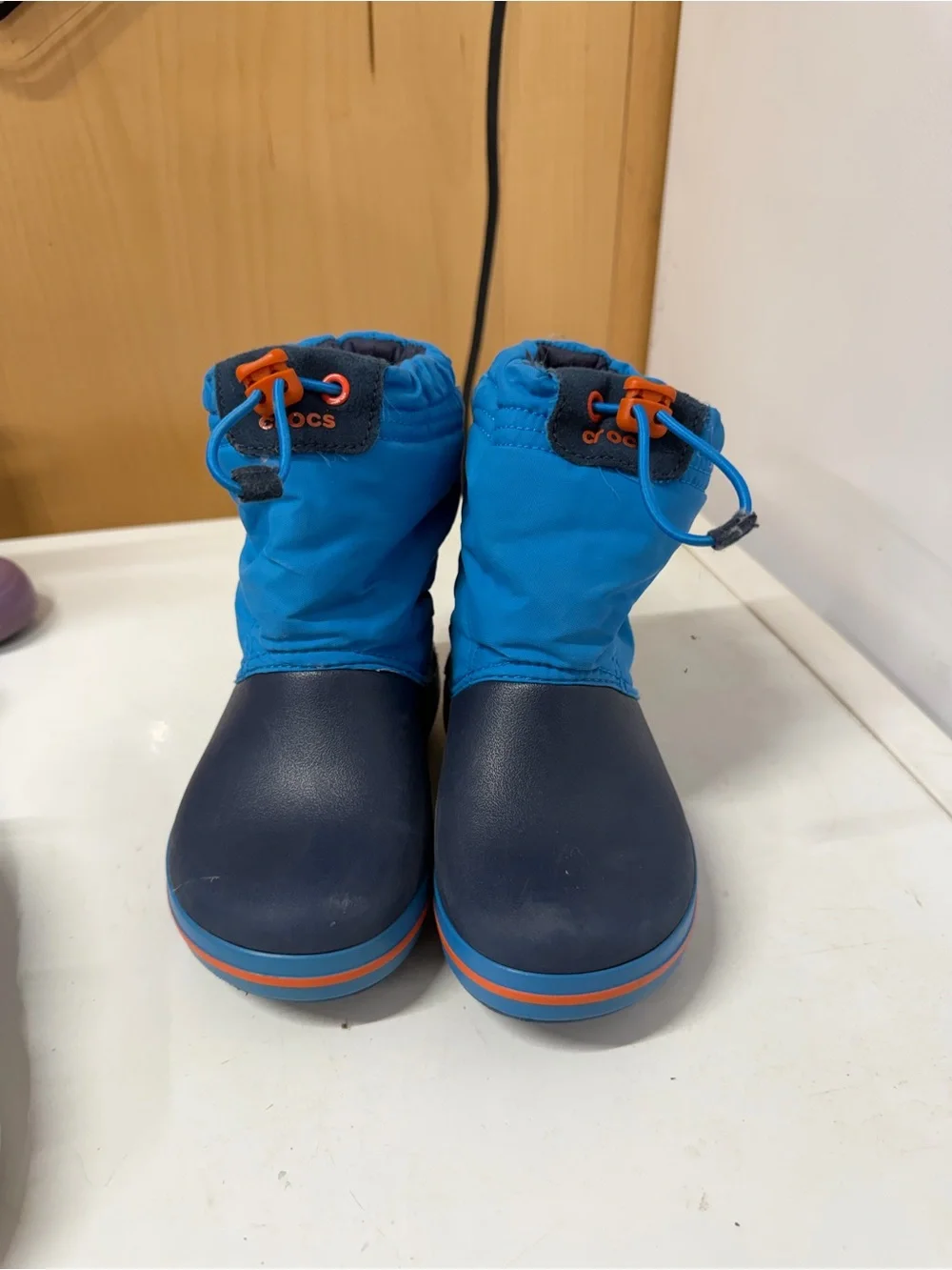 CROCS Kids Blue and Orange Waterproof Snow Boots
